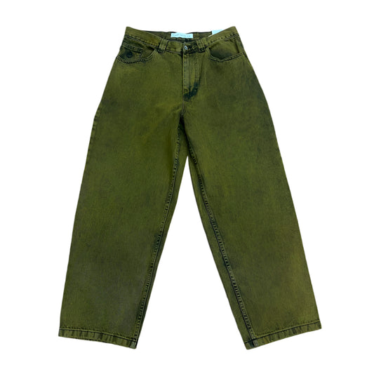 Yellow denim with a black tint