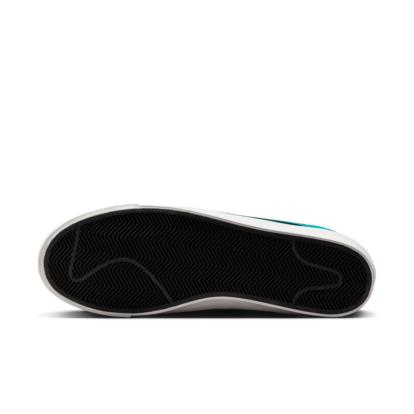view of outsole onblack leather shoe with white sole