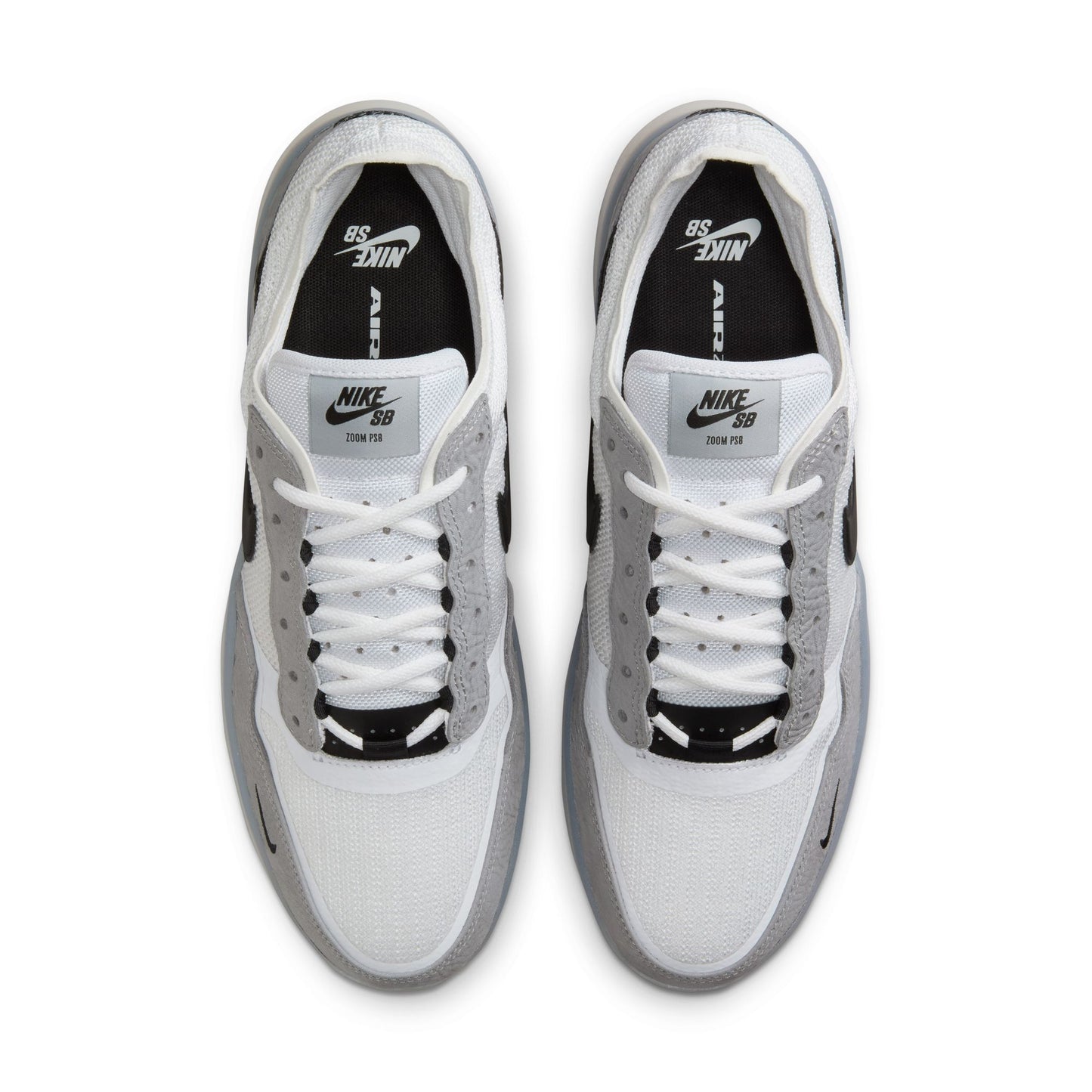 top down view of leather and mesh lowtop running inspired techy skateboard shoe