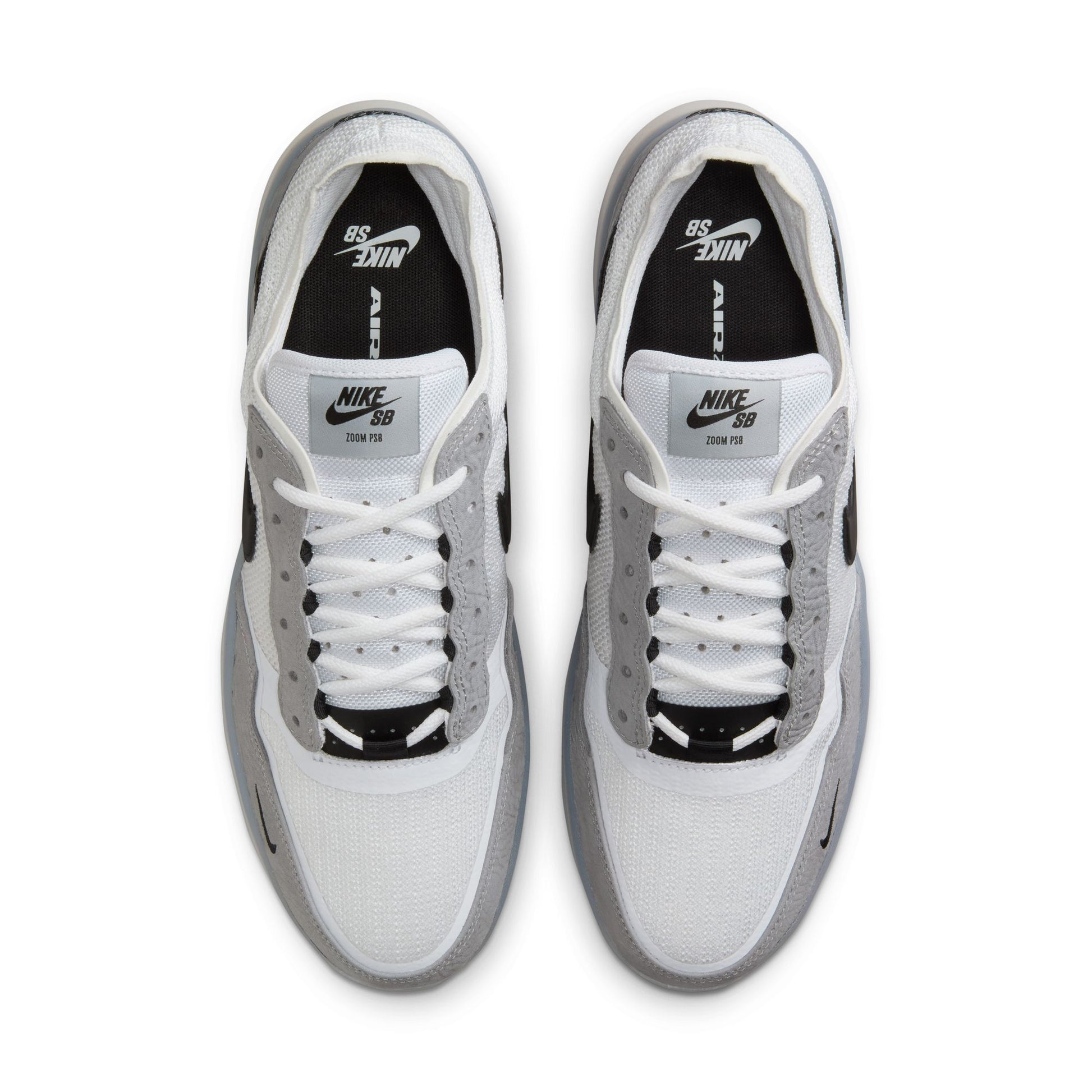 top down view of leather and mesh lowtop running inspired techy skateboard shoe