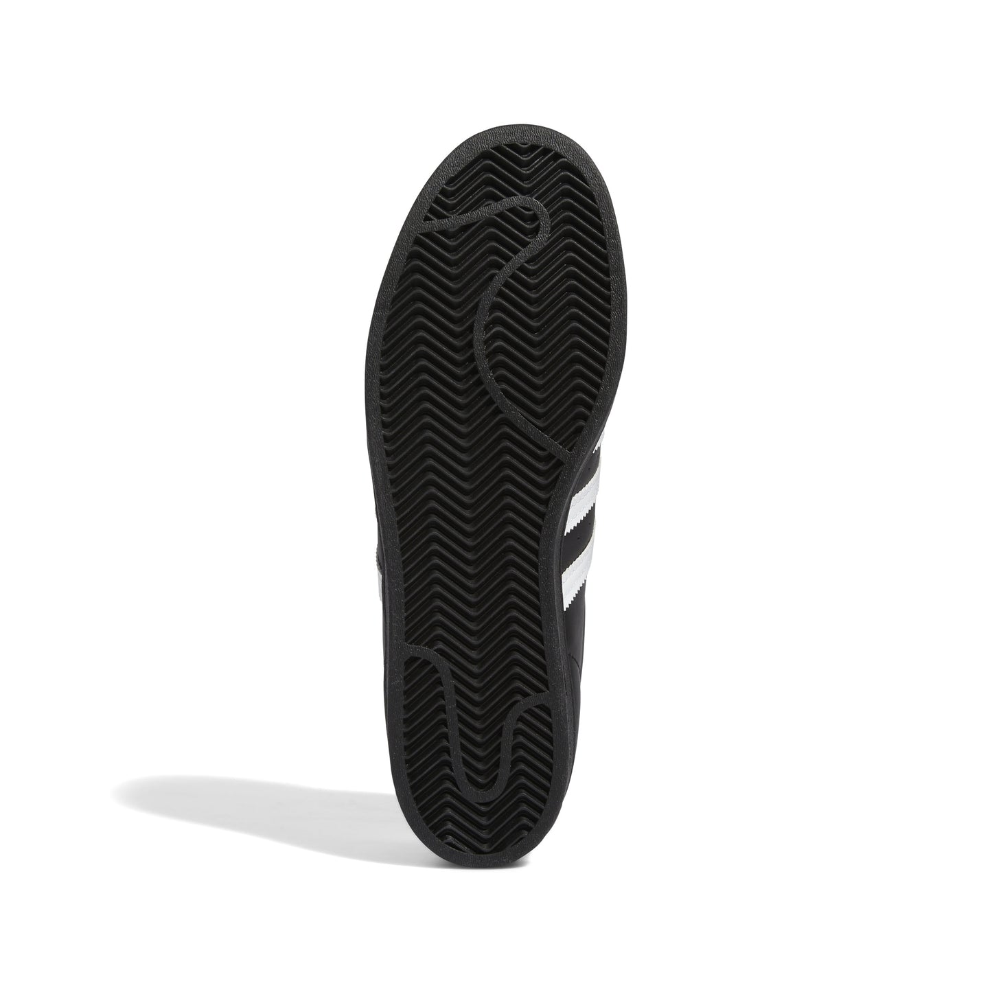 view of black rubber outsole on lowtop skateboard sneaker