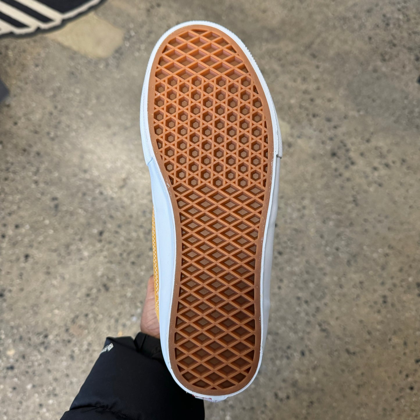 View of gum rubber classic waffle grip vans sole