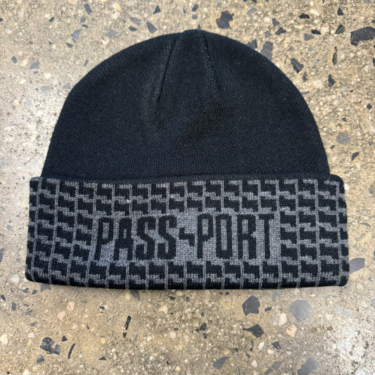 black and grey beanie with logo