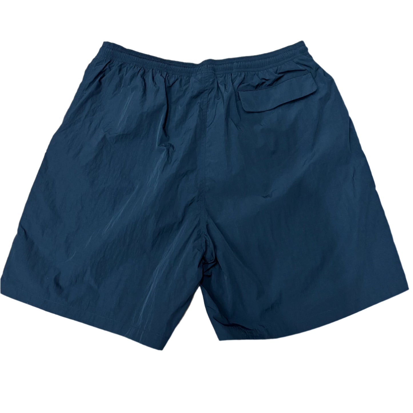 back of black nylon shorts