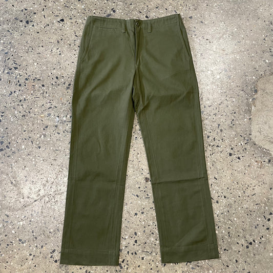 Front view of olive color Chino pant