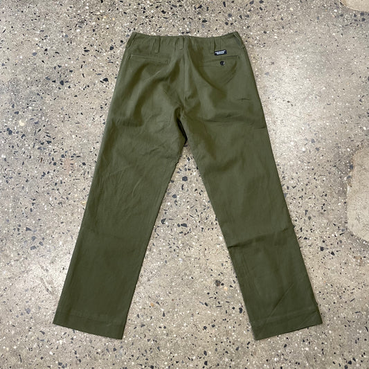 rear view of olive color labor chino pant