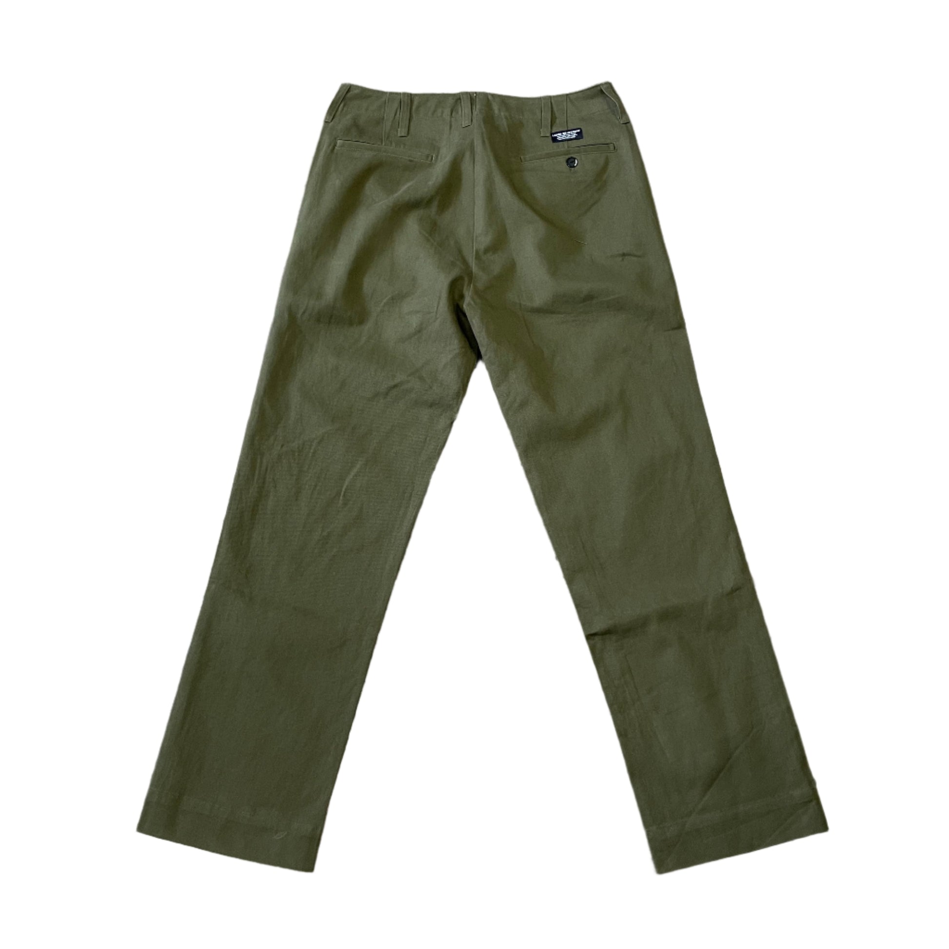 rear view of olive color labor chino pant