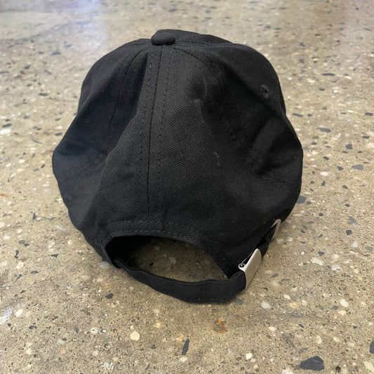 rear view of six panel cap with duck canvas strap