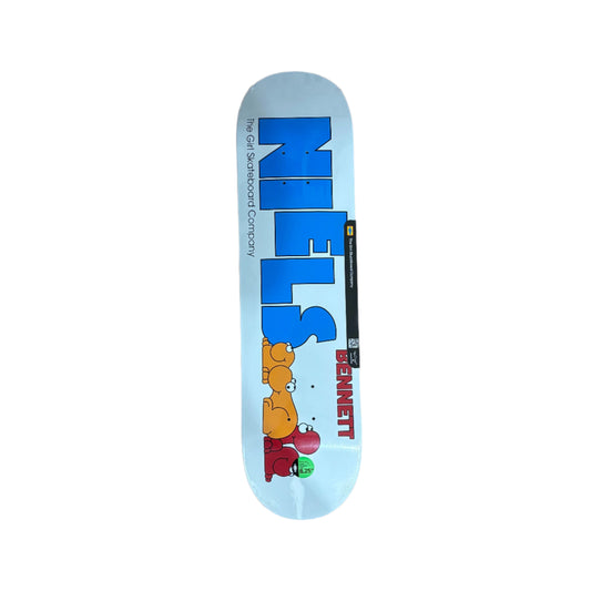 niels nerd style graphic on skateboard deck