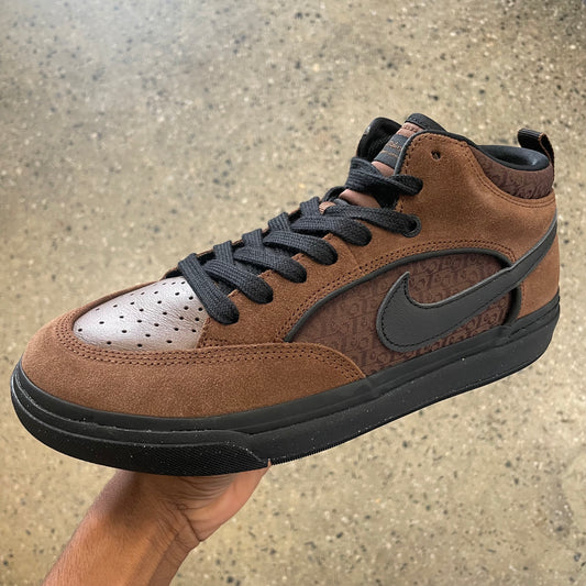 brown suede and leather sneaker with black sole