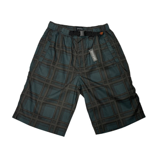 blue plaid elastic waist shorts