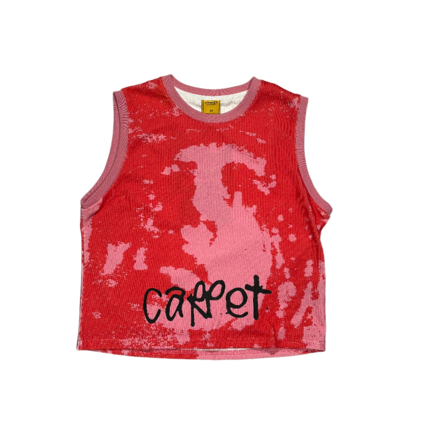 carpet t with face of person with cut off length and cut off sleeves