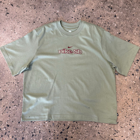olive cropped T-shirt with logo