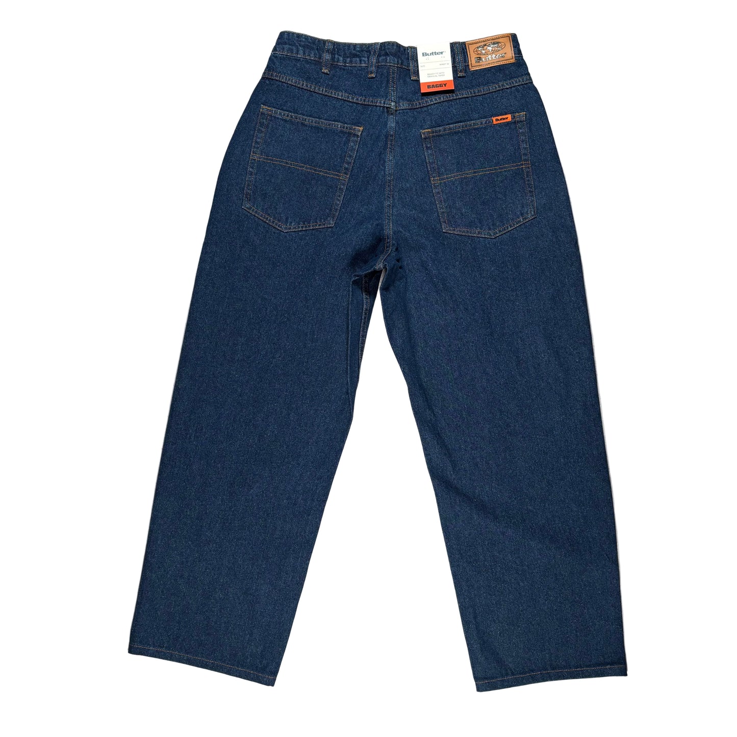 rear view of Blue jeans on a white background