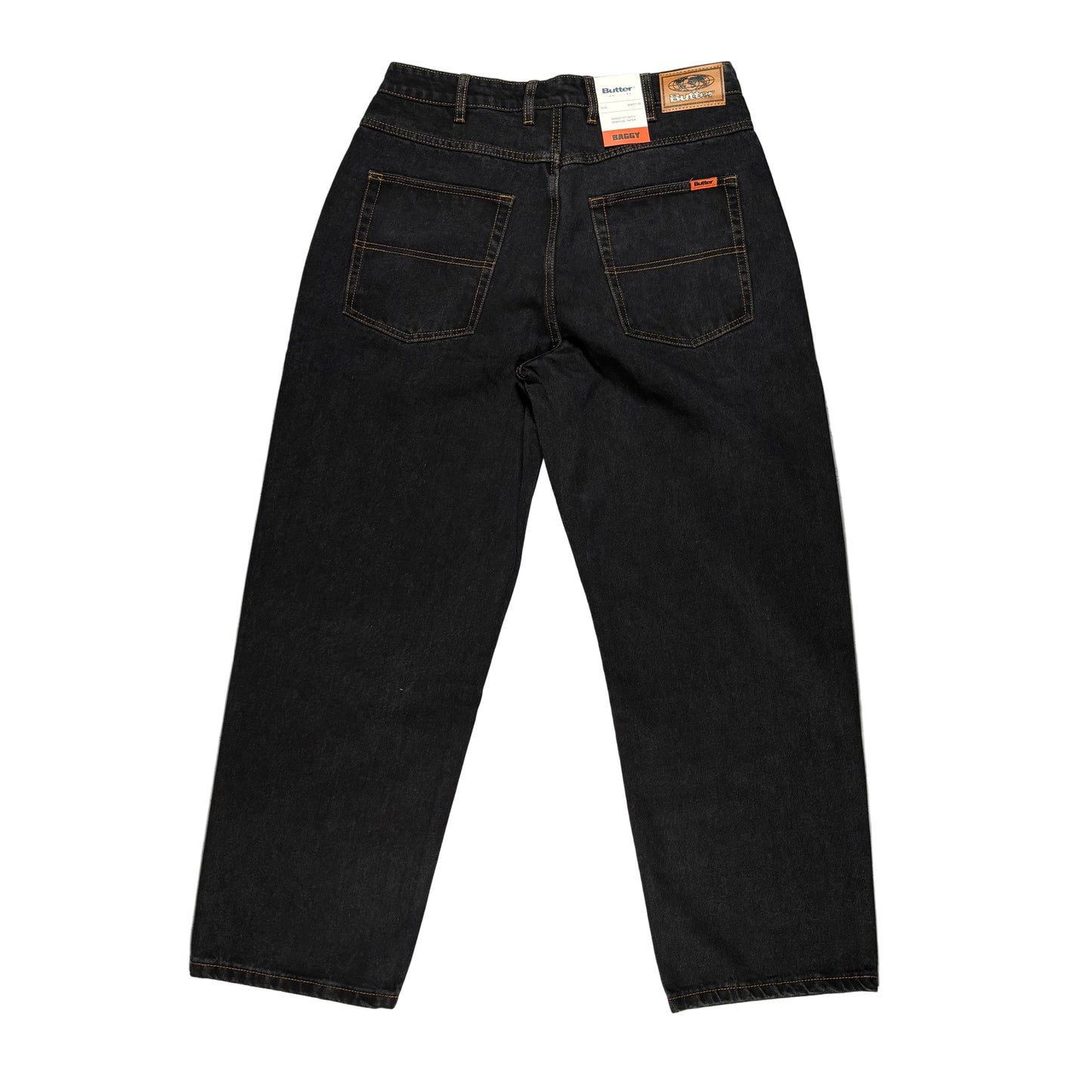 rear view of Black jeans on a white background