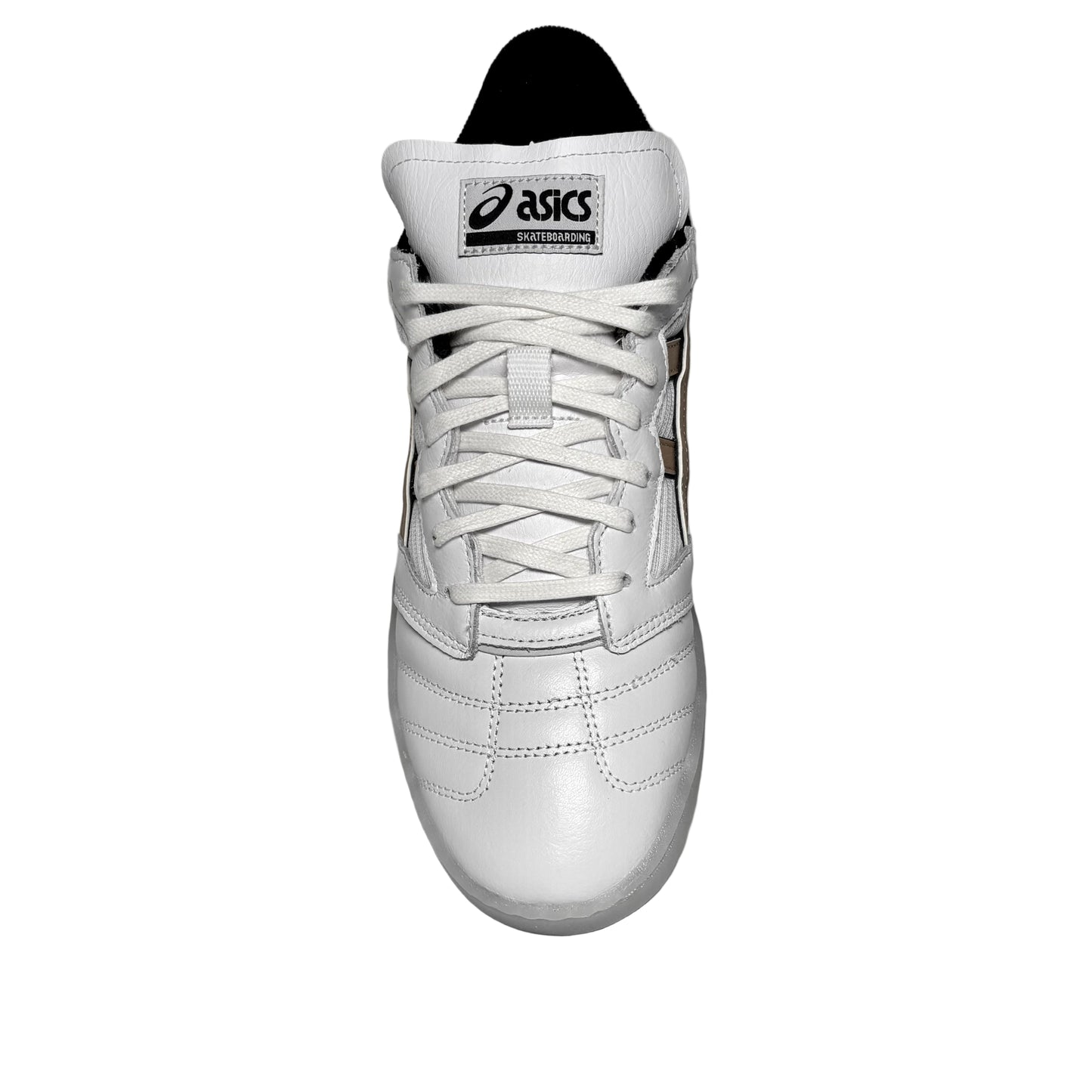 overhead view of White sneaker on a white background