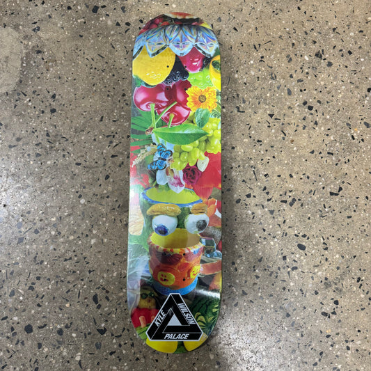 multi color fruit design on skate deck