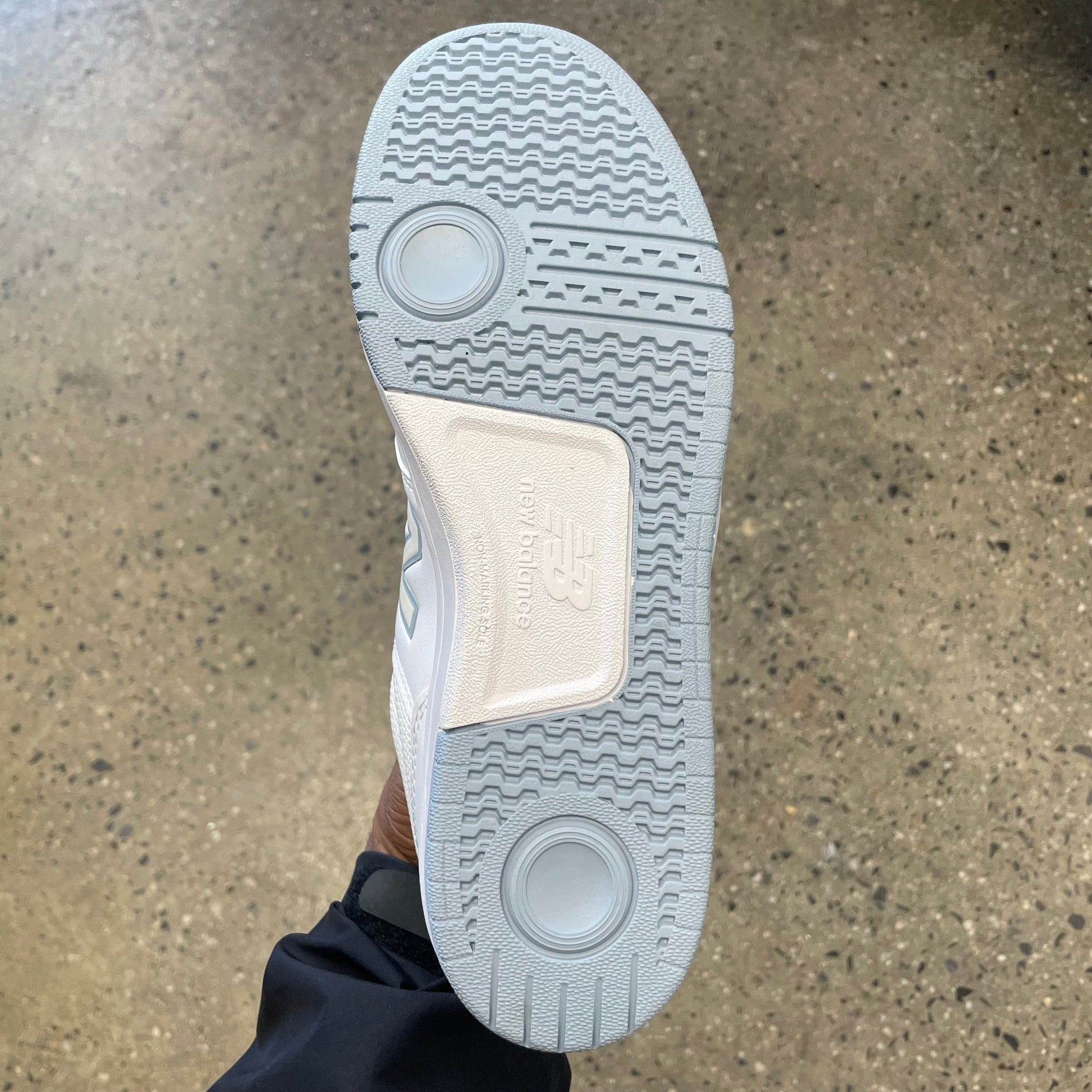 grey and white sole, bottom of sneaker