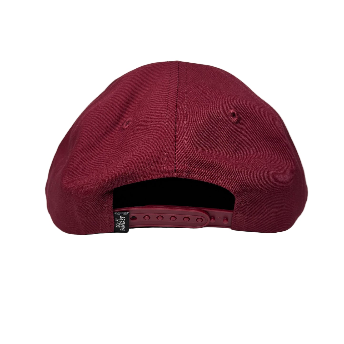 rear view of Maroon baseball cap on a white surface