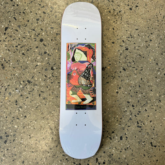 multi color design on white skate deck