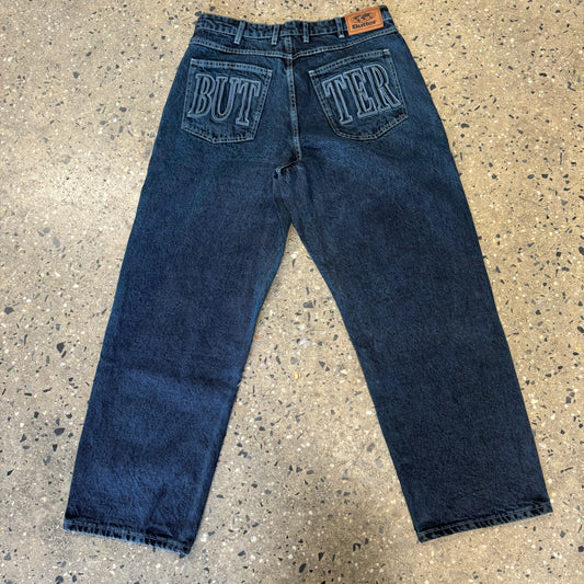 back view of jeans with Butter logo on back pockets