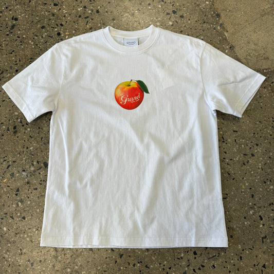 apple logo center chest printed on white t-shirt