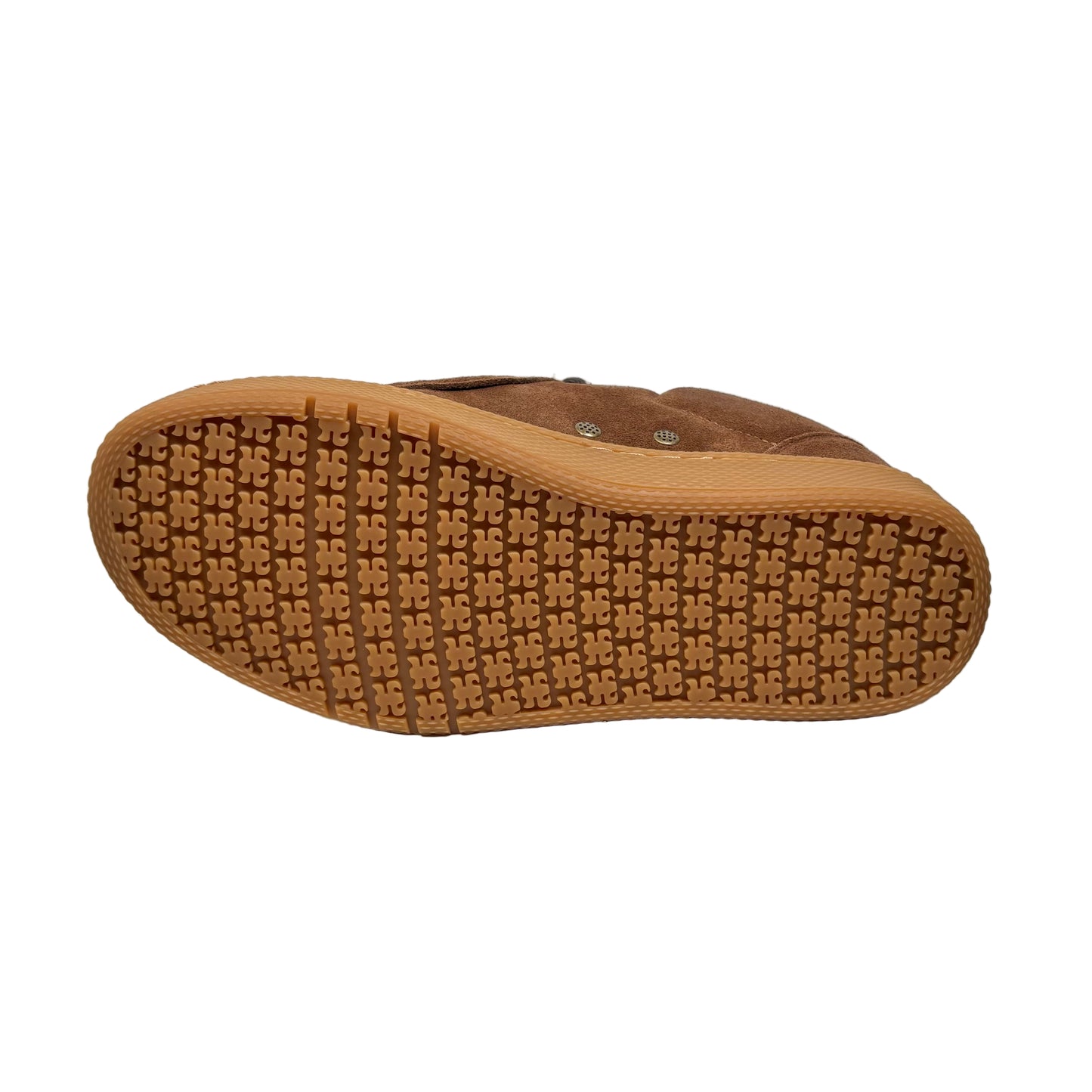 view of gum rubber outsole on skateboard shoe