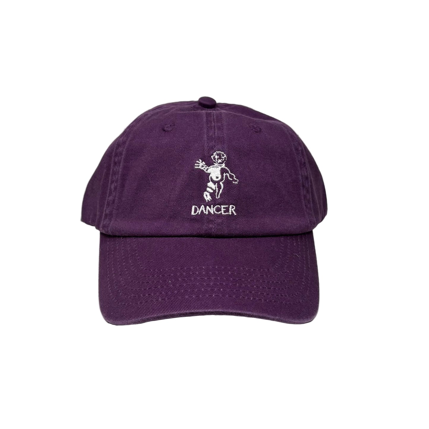 Purple cap with dancer design on a white background