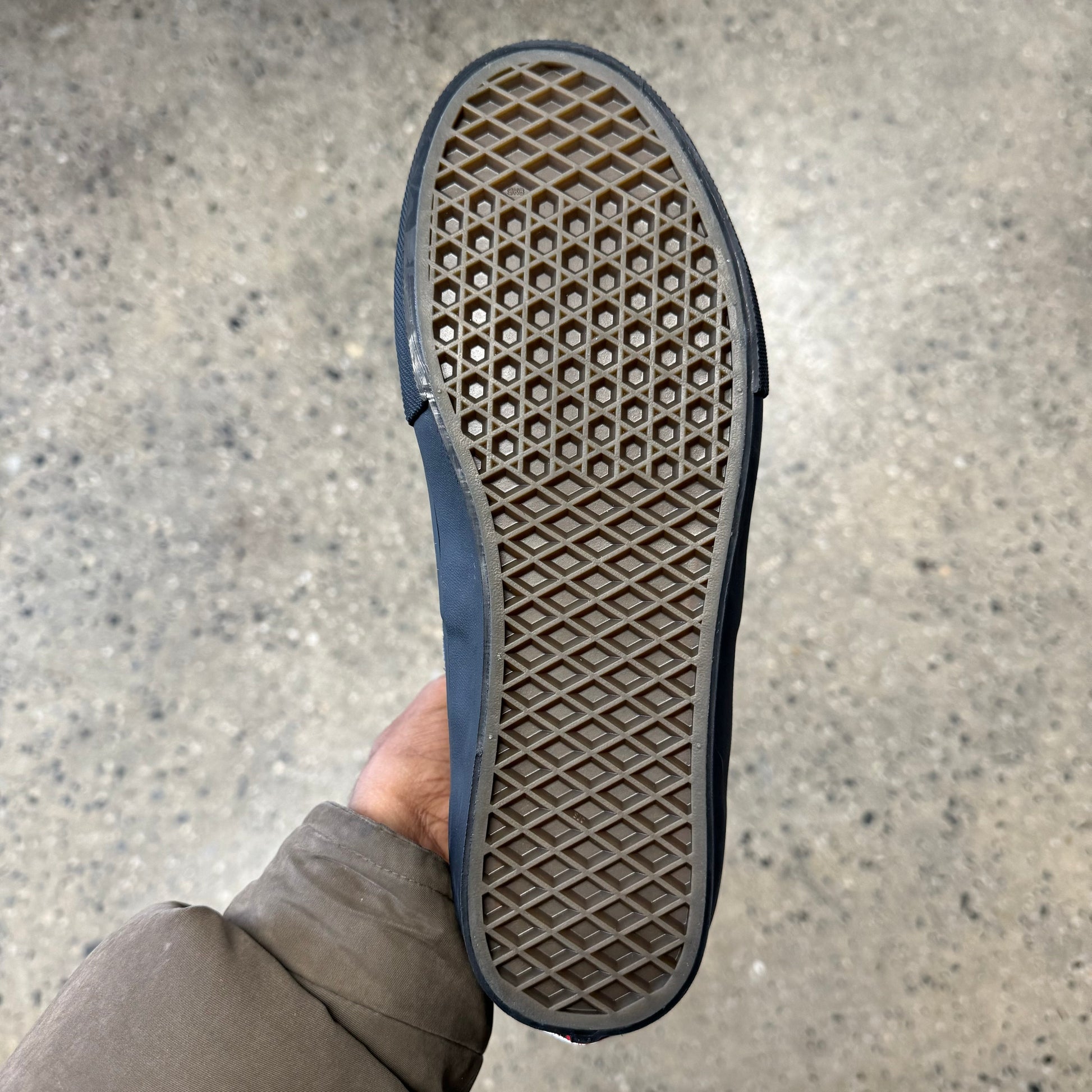 view of bottom of gum rubber vans classic waffle grip outsole