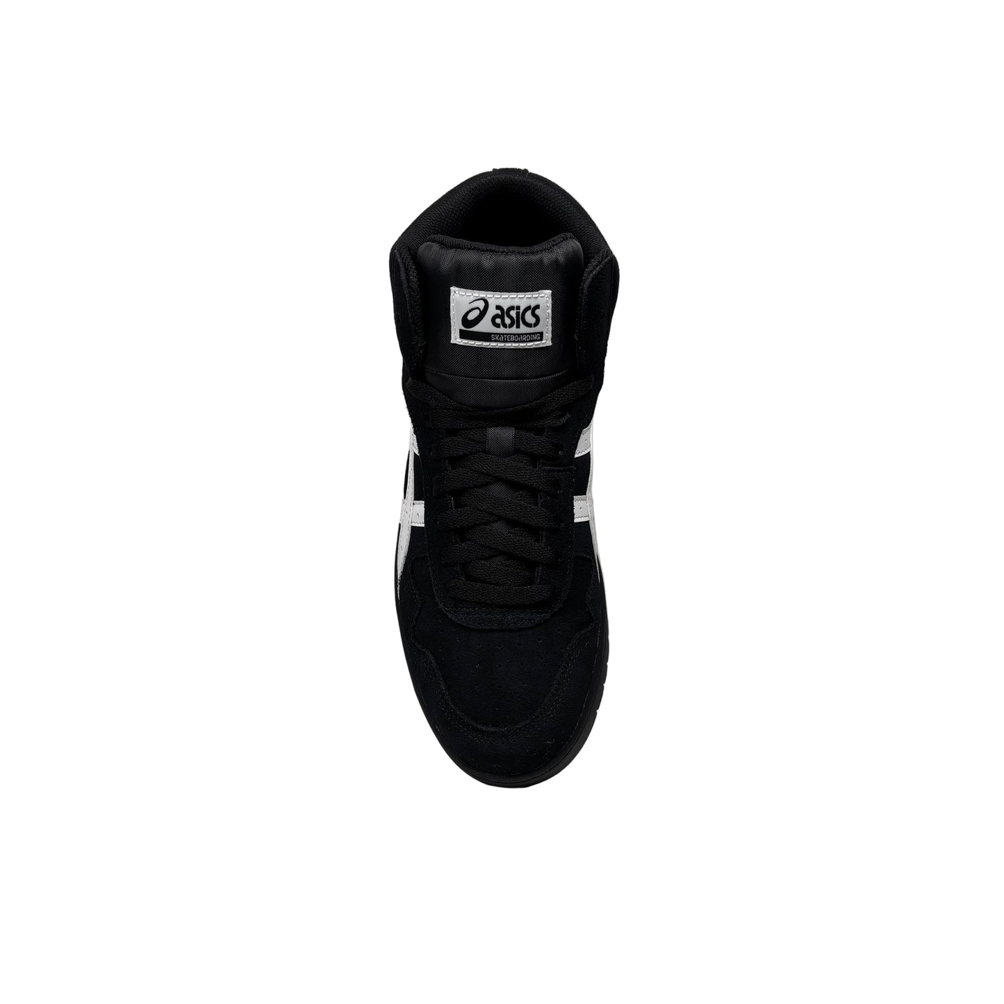 Black Asics sneaker on a white background