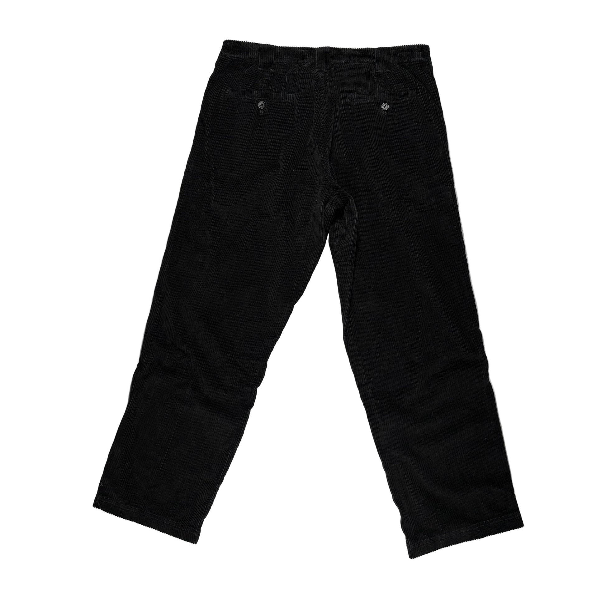 rear of Black pants on a white background