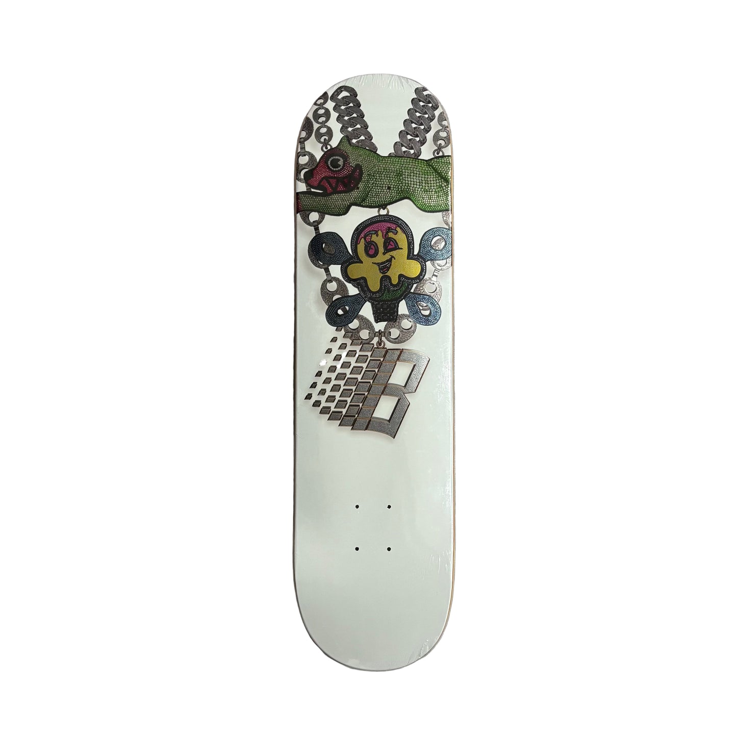white bronze x ice cream skateboard deck