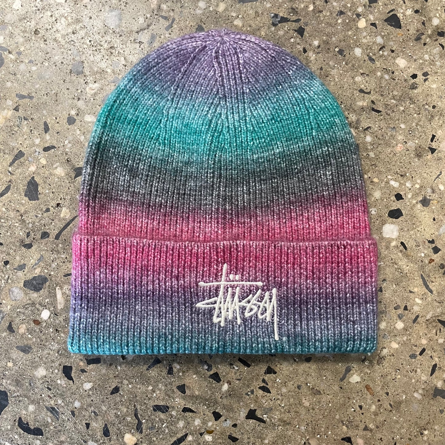 Stussy Spray Stripe Cuff Beanie - Teal Multi