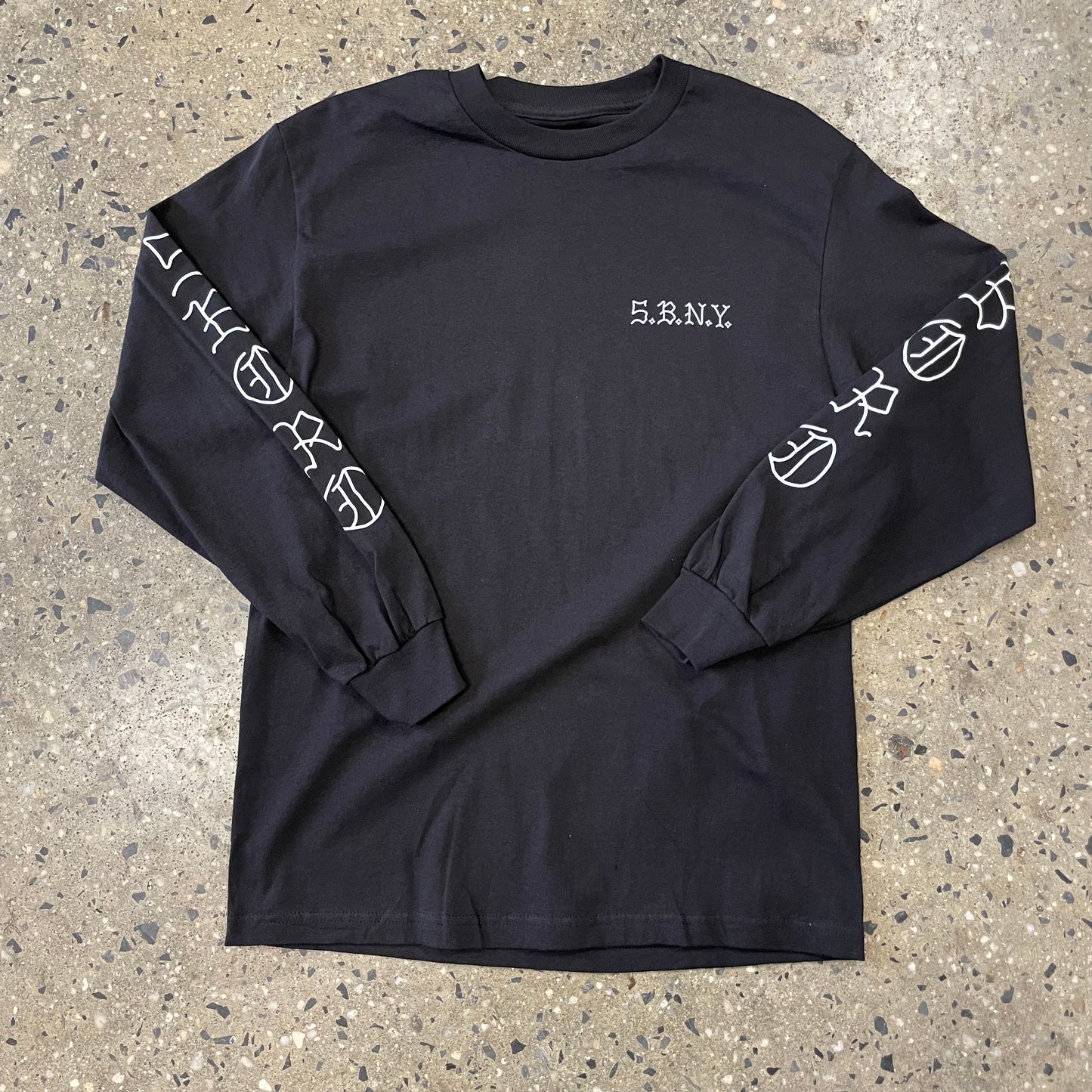 5Boro Vintage Rose LS T-Shirt - Black/ White Rose