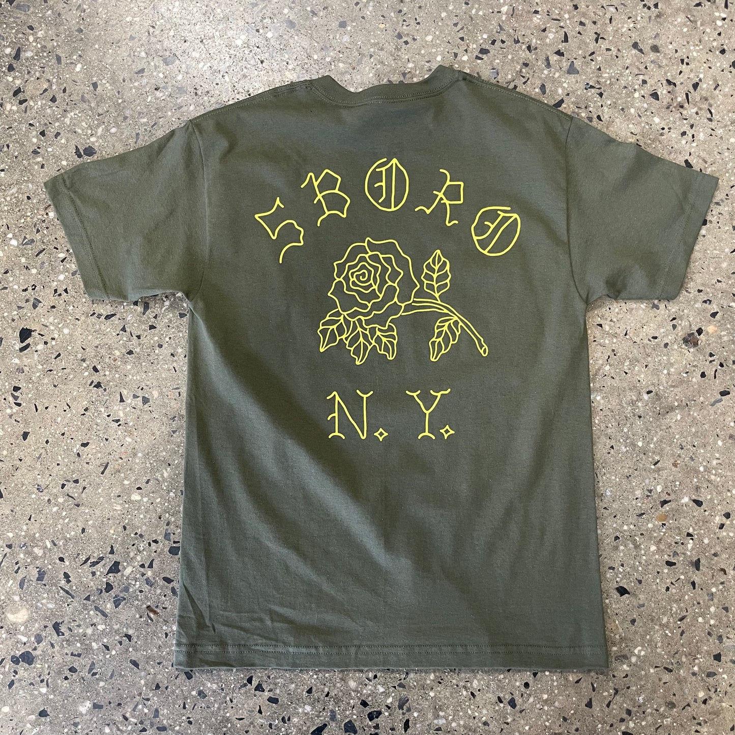 5Boro Vintage Rose T-Shirt - Olive/Yellow