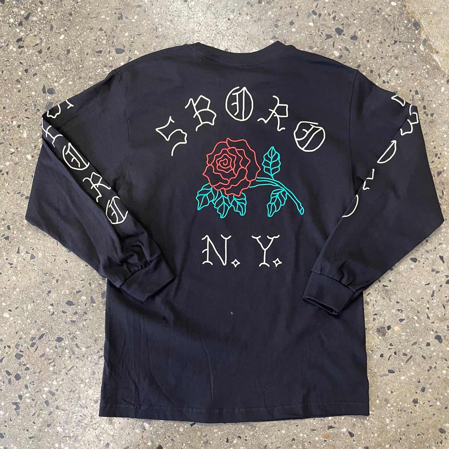 5Boro Vintage Rose LS T-Shirt - Black/Red Rose