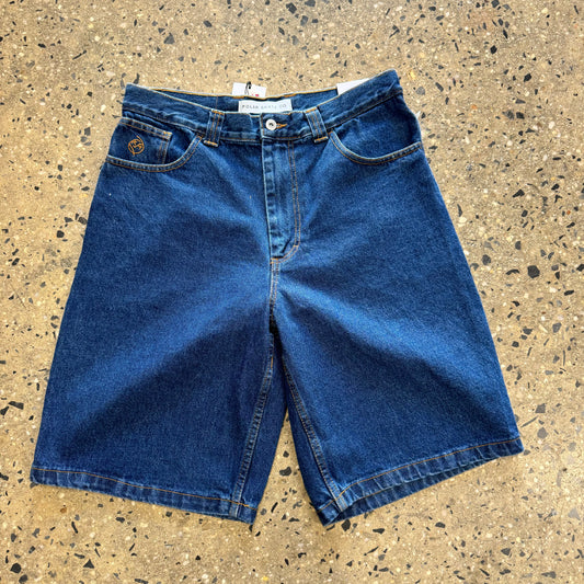 dark blue denim shorts