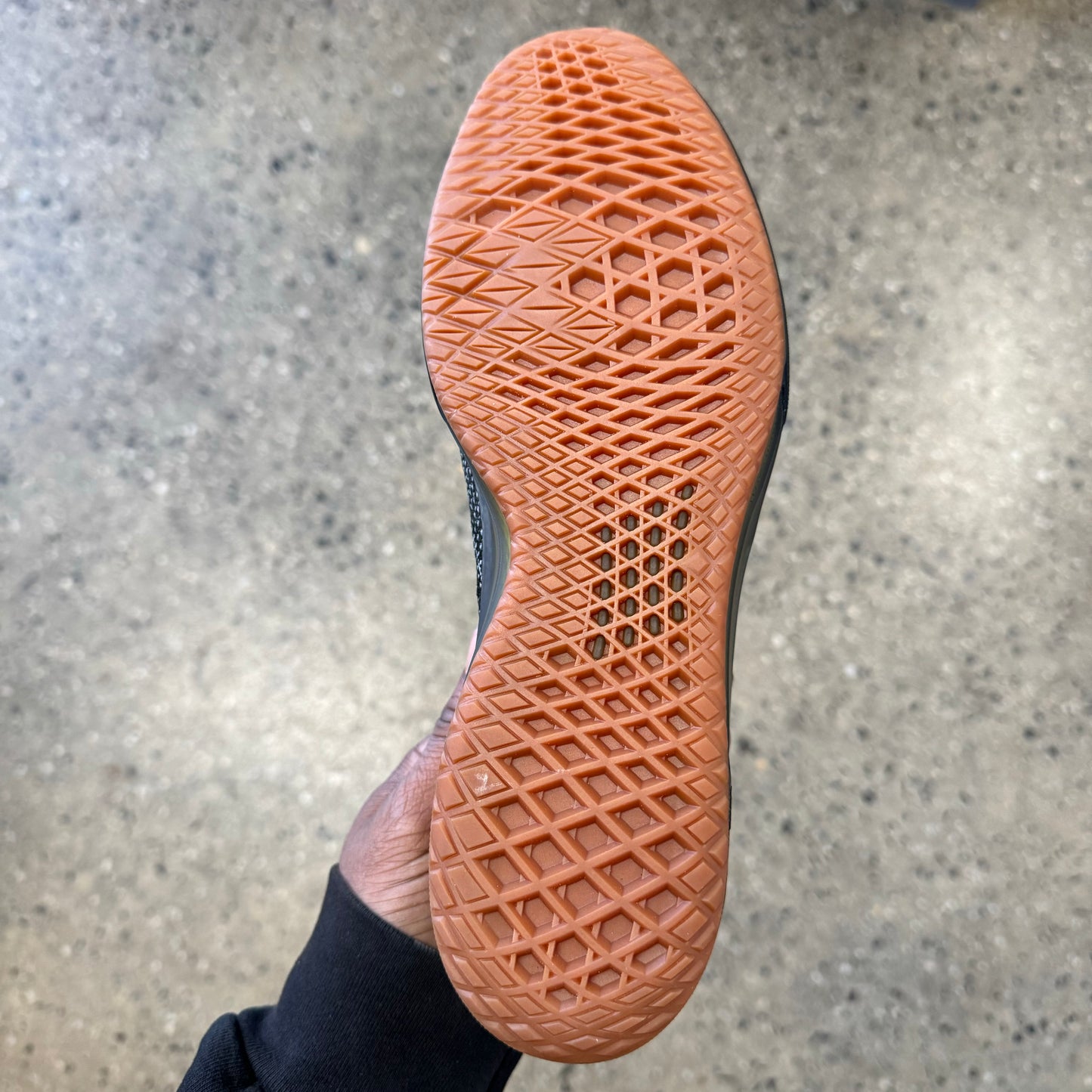 view of hi tech gum rubber bottom on skate shoe