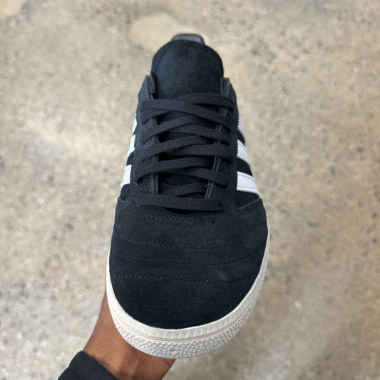 black suede sneaker, front view