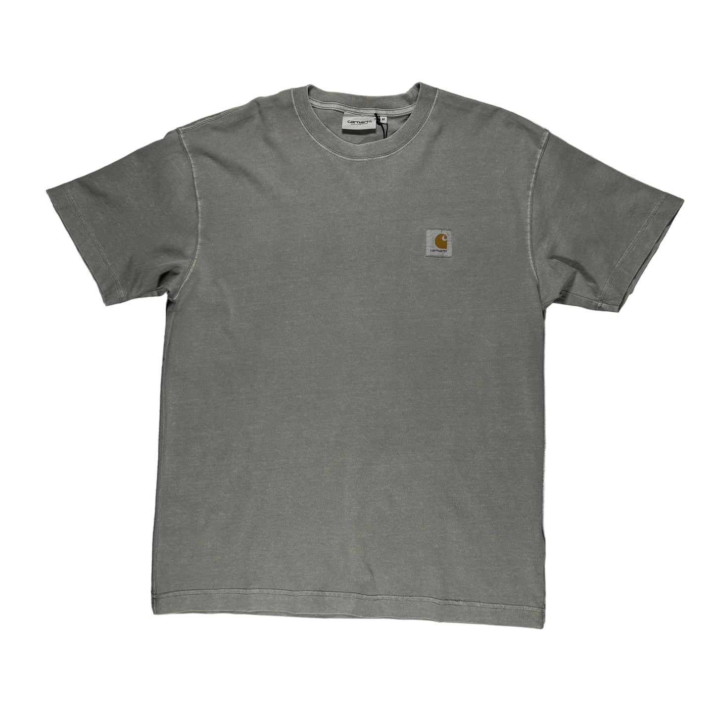 Gray t-shirt with a logo on a white background