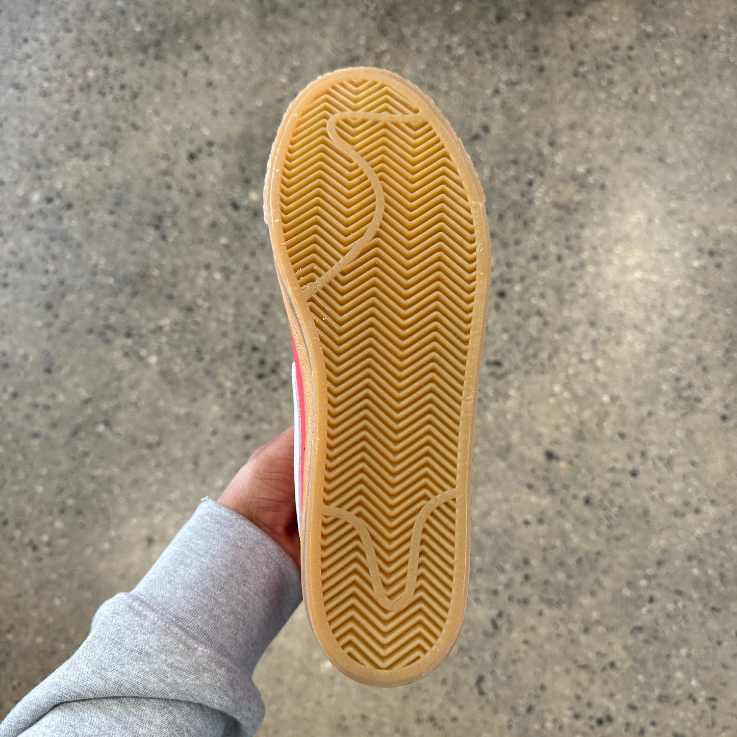 view of gum rubber bottom on skate shoe