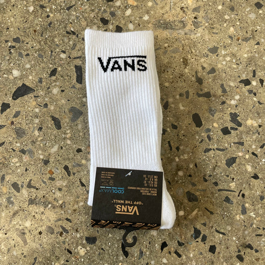 black vans logo on white sock