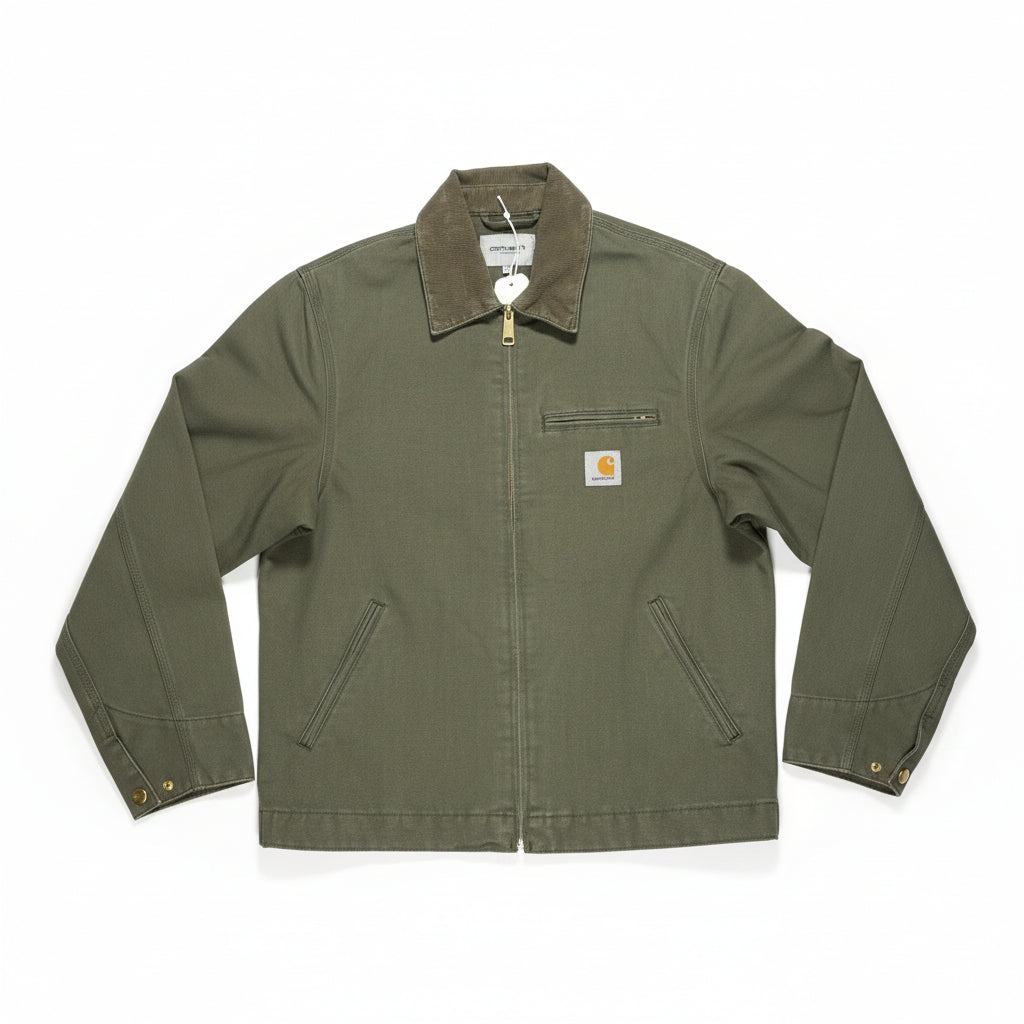 Green jacket on a white surface