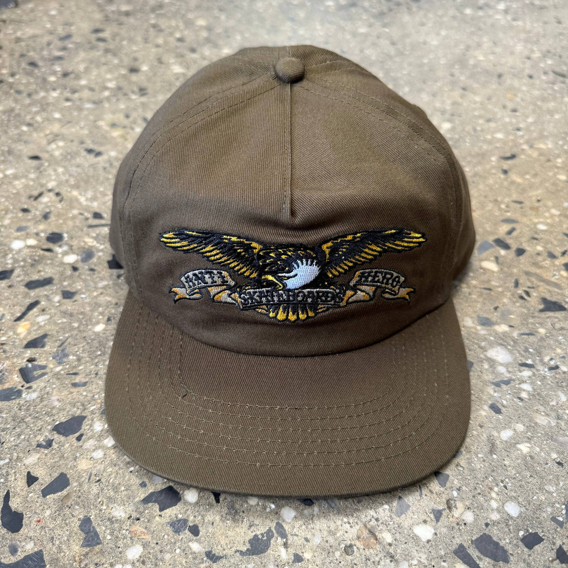 Brown Hat With an Embroidered eagle in the center 