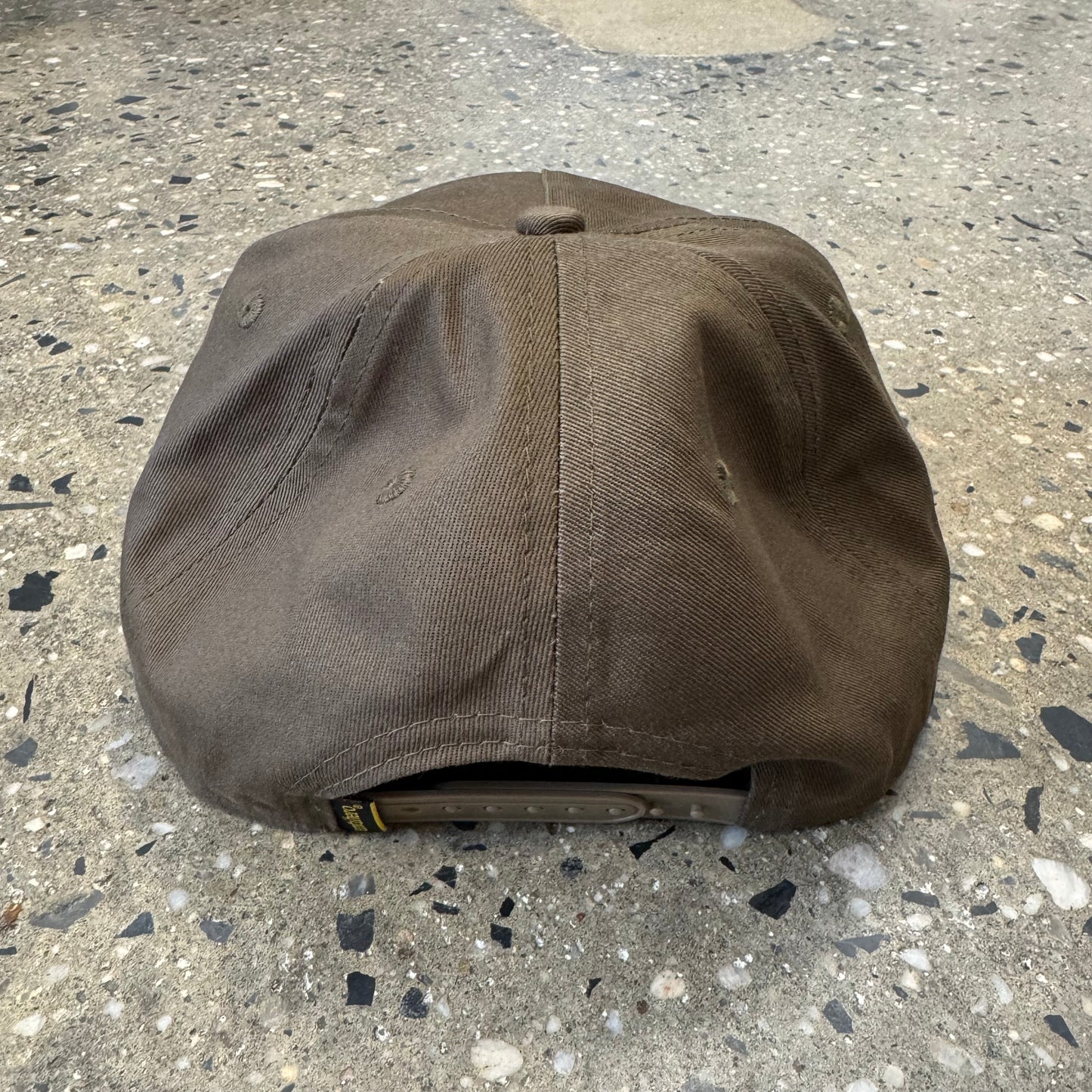 back view of brown hat