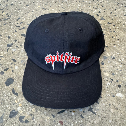 black hat with spitfire embroidered in red text