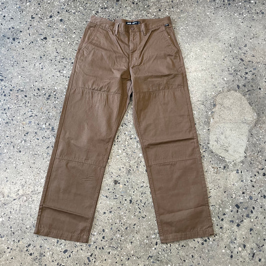 front view of brown loose fitting chino pant