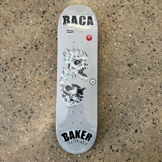 grey deck with black text and 2 white and black skulls