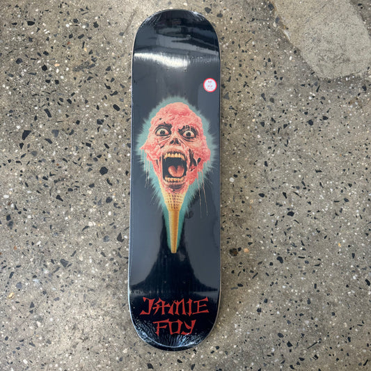 black deck with screaming skull on icecream cone in the center