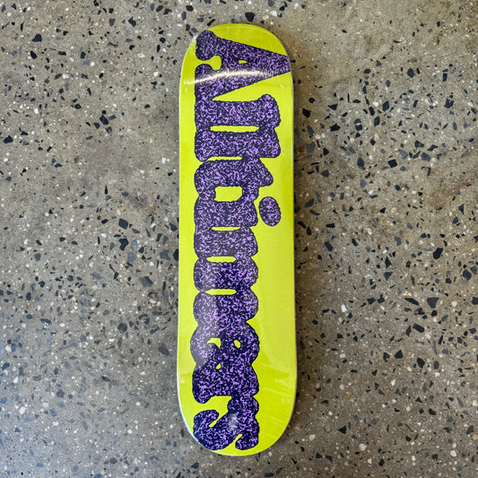 yellow deck with alltimers printed in purple horizontally